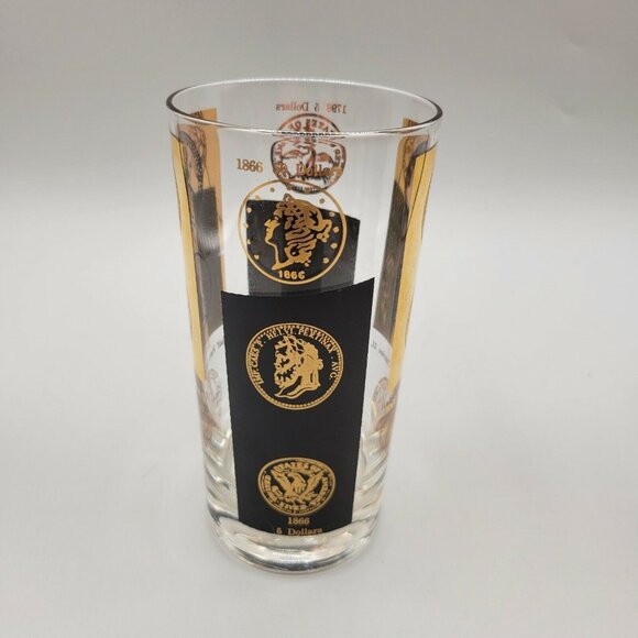 Old World Coins MCM Barware 22kt Gold Black 1960's Mad Men Style Set 4 Highball - Picture 3 of 9